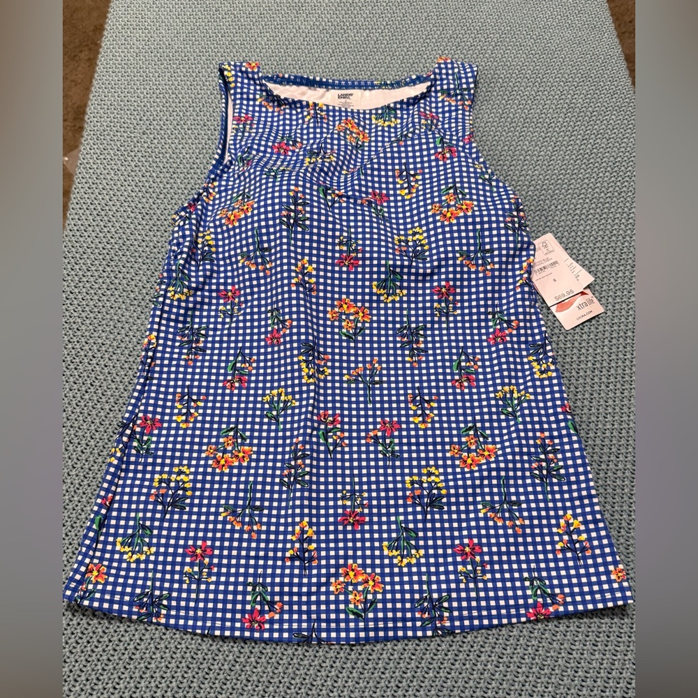 Lands' End Blue Checkered Floral Tankini